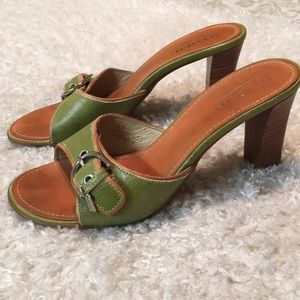 Coach Olive Green & Russet Heeled Sandals